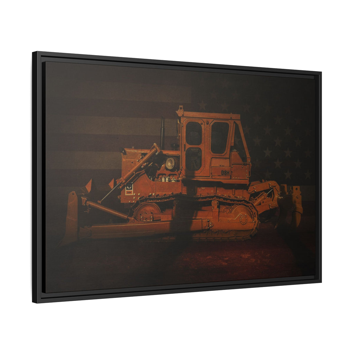 Patriotic D8H Classic Dozer | Framed Wall Art on Stretched Canvas