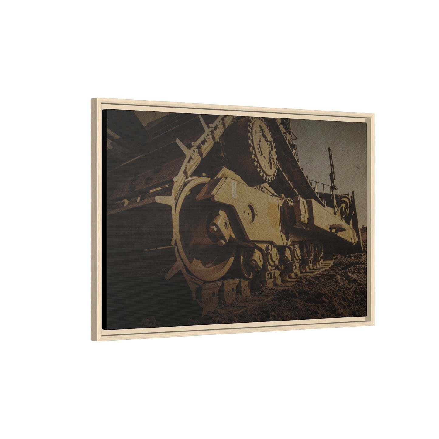 D8 Dramatic Dozer Track | Gold |  Framed Wall art on Stretched Canvas