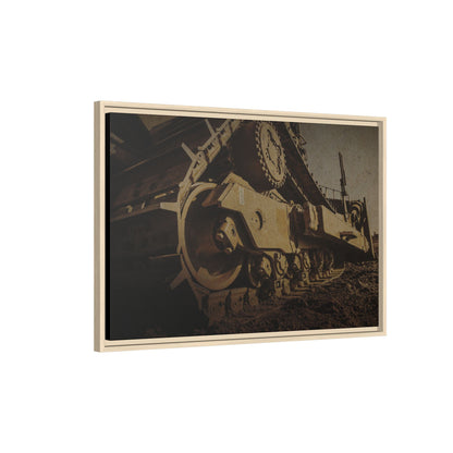 D8 Dramatic Dozer Track | Gold |  Framed Wall art on Stretched Canvas