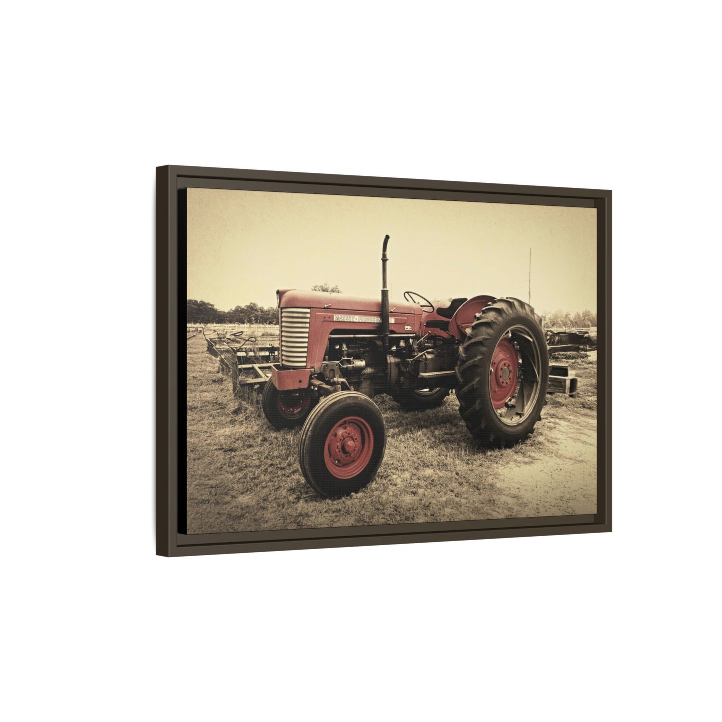 Vintage Massey MF 35 Workhorse in Field - Framed Wall Art Canvas