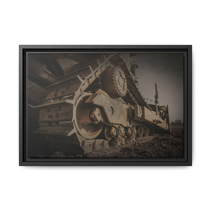 D8 Dramatic Dozer Track | Dark Gray |  Framed Wall art on Stretched Canvas