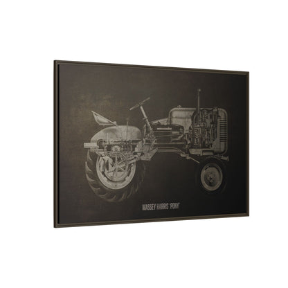 Vintage Massey Harris Pony Cutaway Drawing | Framed Wall Art on Stretched Canvas | Industrial Artwork