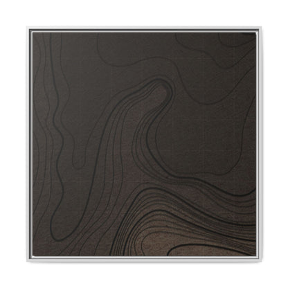 Abstract Topographic Tryptich - Left Panel - Matte Framed Canvas