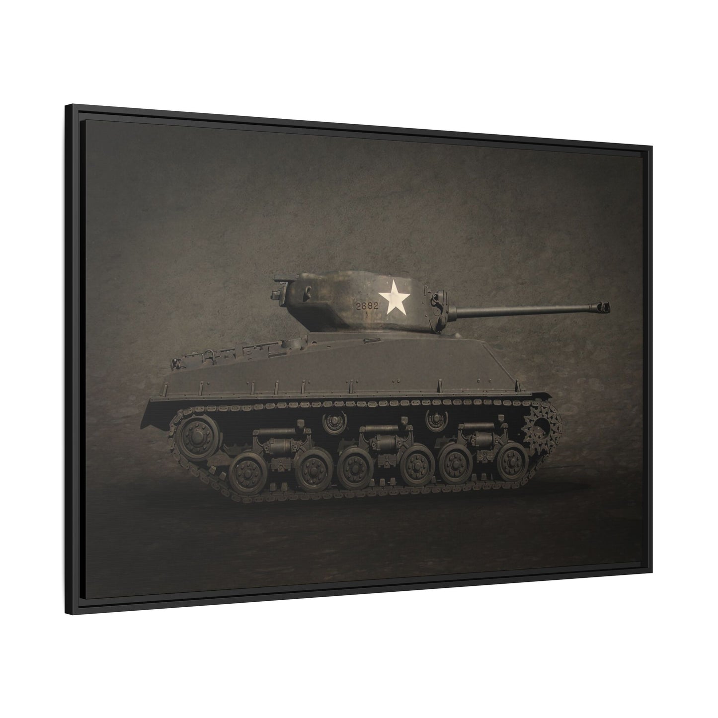 Vintage WWII  Sherman Tank, Single Star, Photo Wall Art on Framed Canvas
