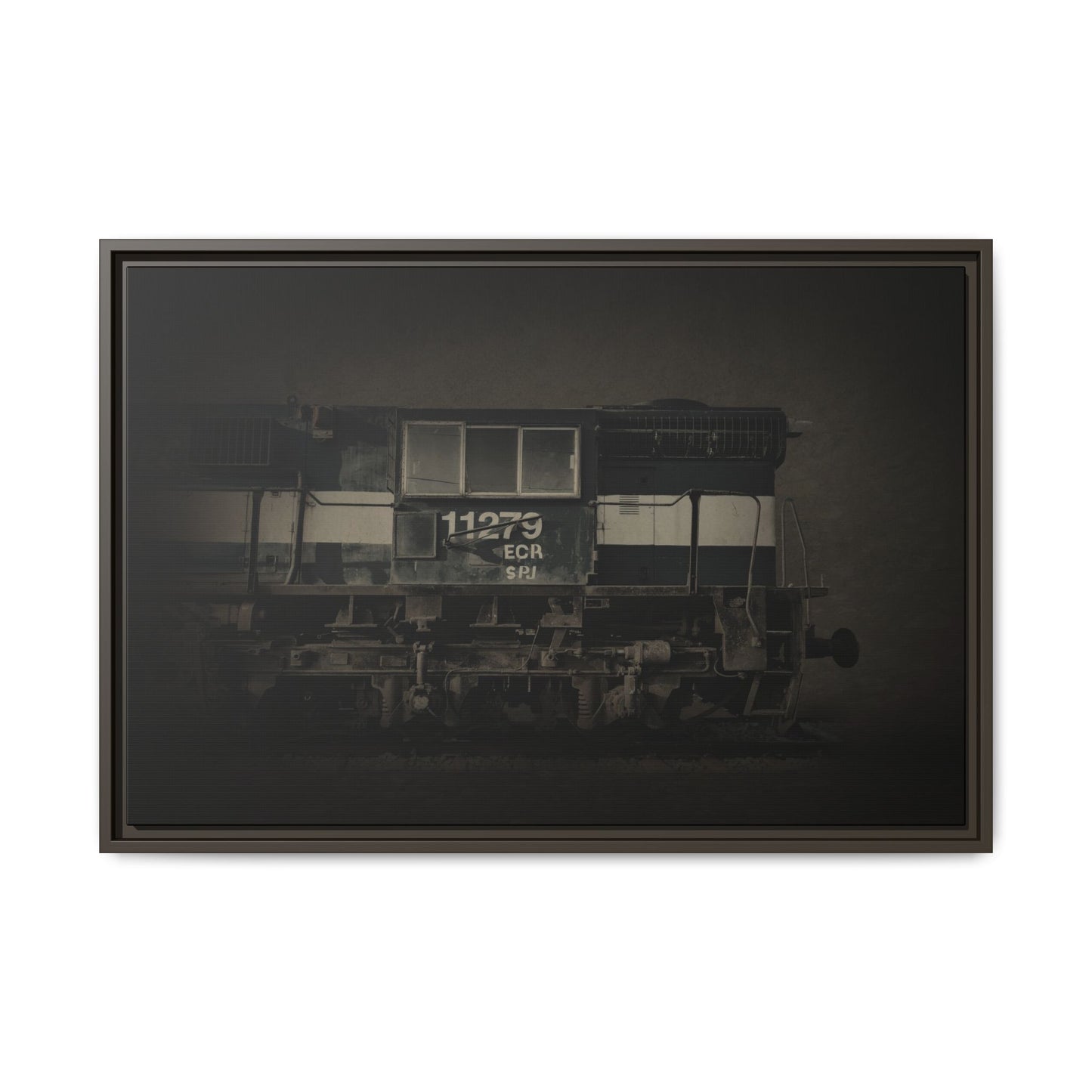 Vintage Diesel Locomotive Engine Matte Canvas Framed