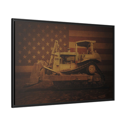 Patriotic D8N Classic Dozer | Framed Wall Art on Stretched Canvas
