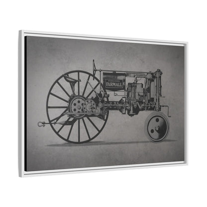 Vintage Farmall F-12 Mechanical Drawing | Light | Framed Wall Art on Canvas