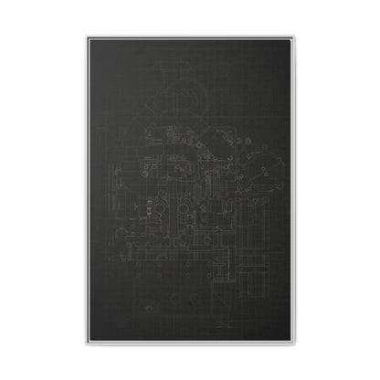 Heavy Equipment Engine Schematic Drawing – Framed Wall Art on Canvas