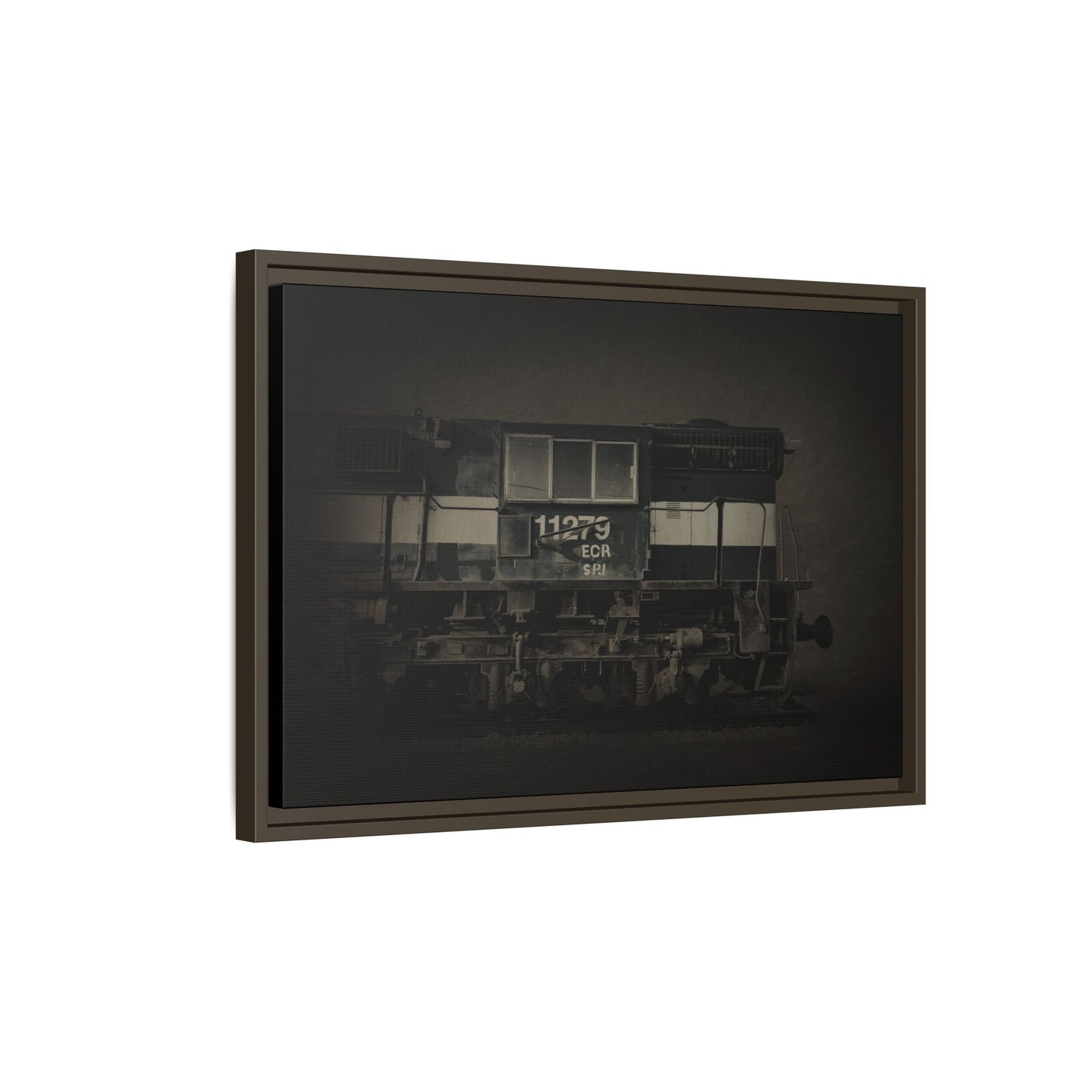 Vintage Diesel Locomotive Engine Matte Canvas Framed