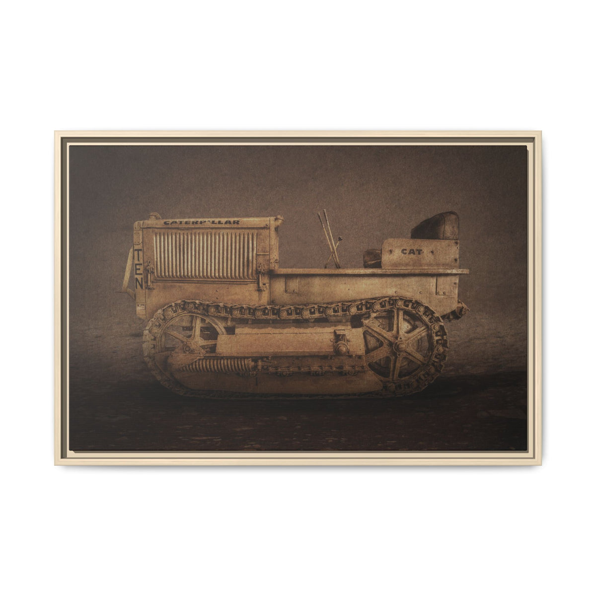 Vintage CAT 10 'TEN' Crawler | Framed Wall Art on Stretched Canvas