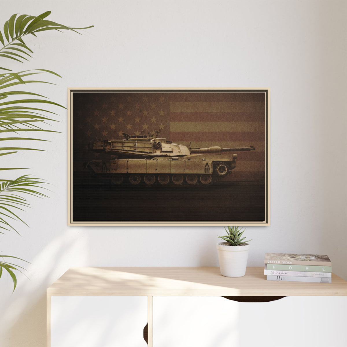 Patriotic Abrams M1 Tank | Framed Wall Art on Stretched Canvas
