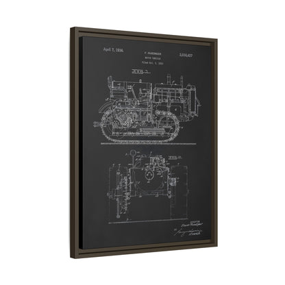 Vintage Dozer Rudiger Patent Drawing, Framed Wall Art on Canvas