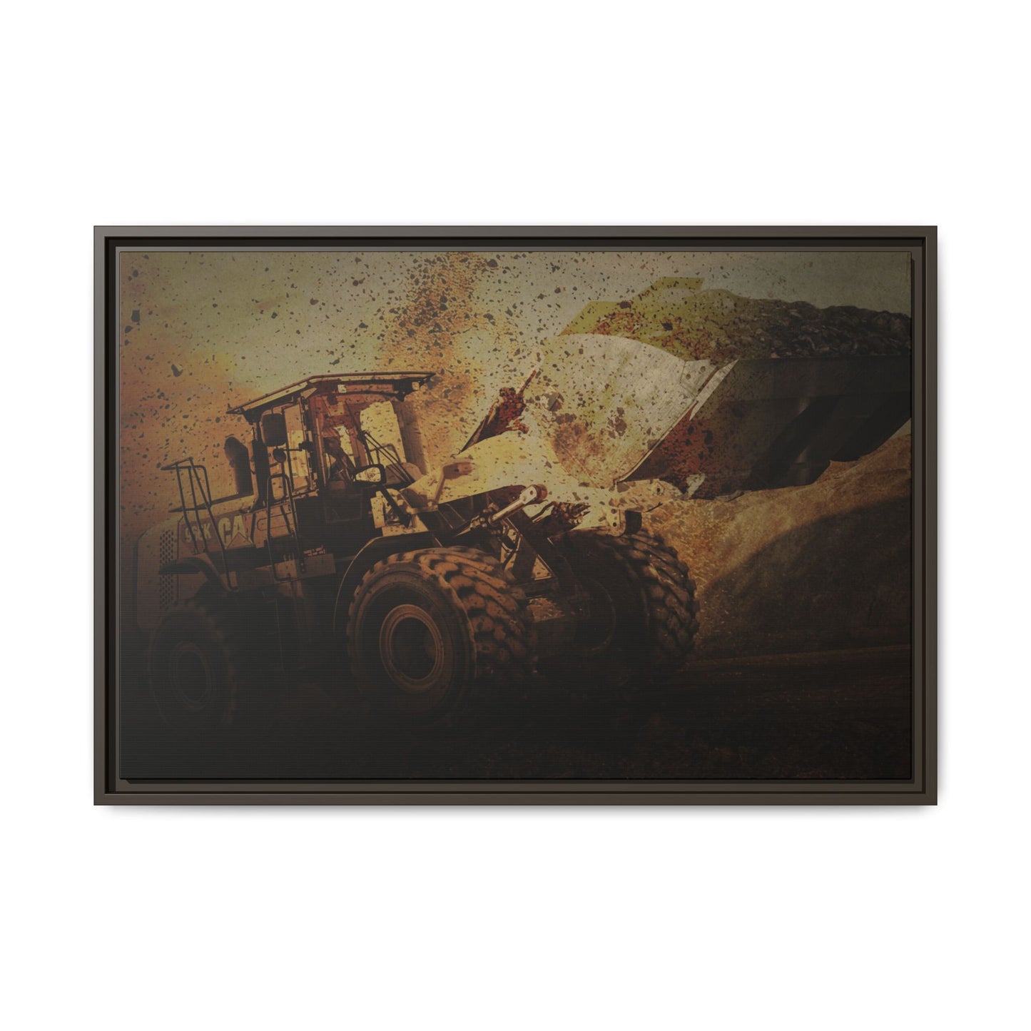 960K Dramatic Loader Action | Framed Wall Art on Stretched Canvas