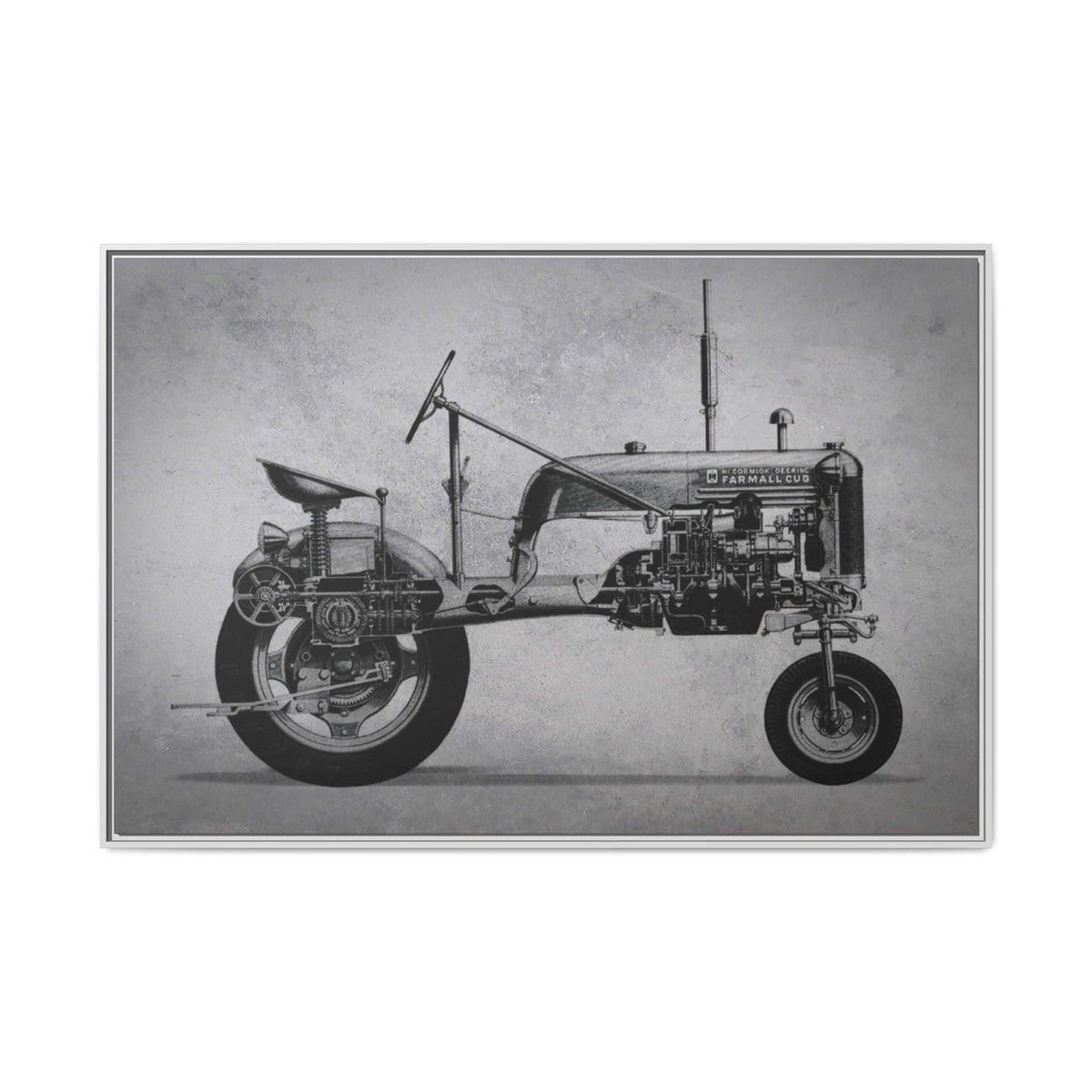 Vintage Farmall Pony Cutaway Drawing | Framed Wall Art on Canvas