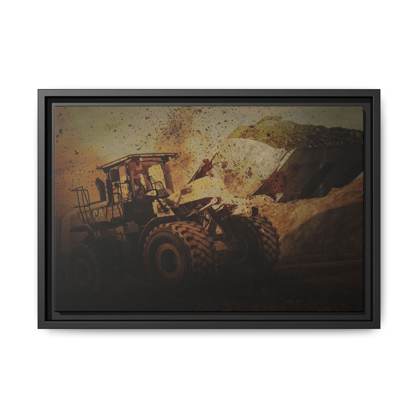 960K Dramatic Loader Action | Framed Wall Art on Stretched Canvas