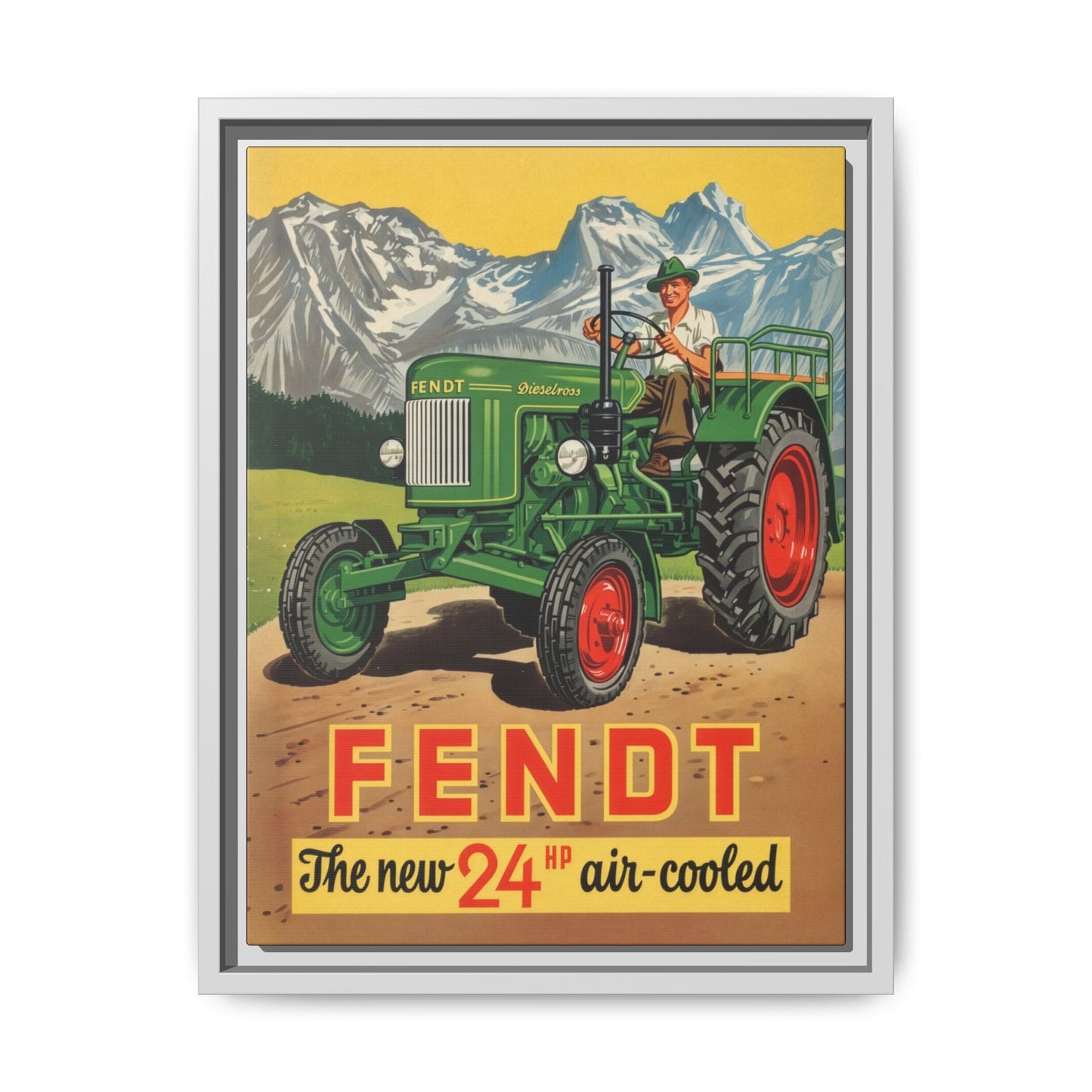 Vintage Fendt Air Cooled 24 Advertisement- Vintage Wall Art on Framed Canvas