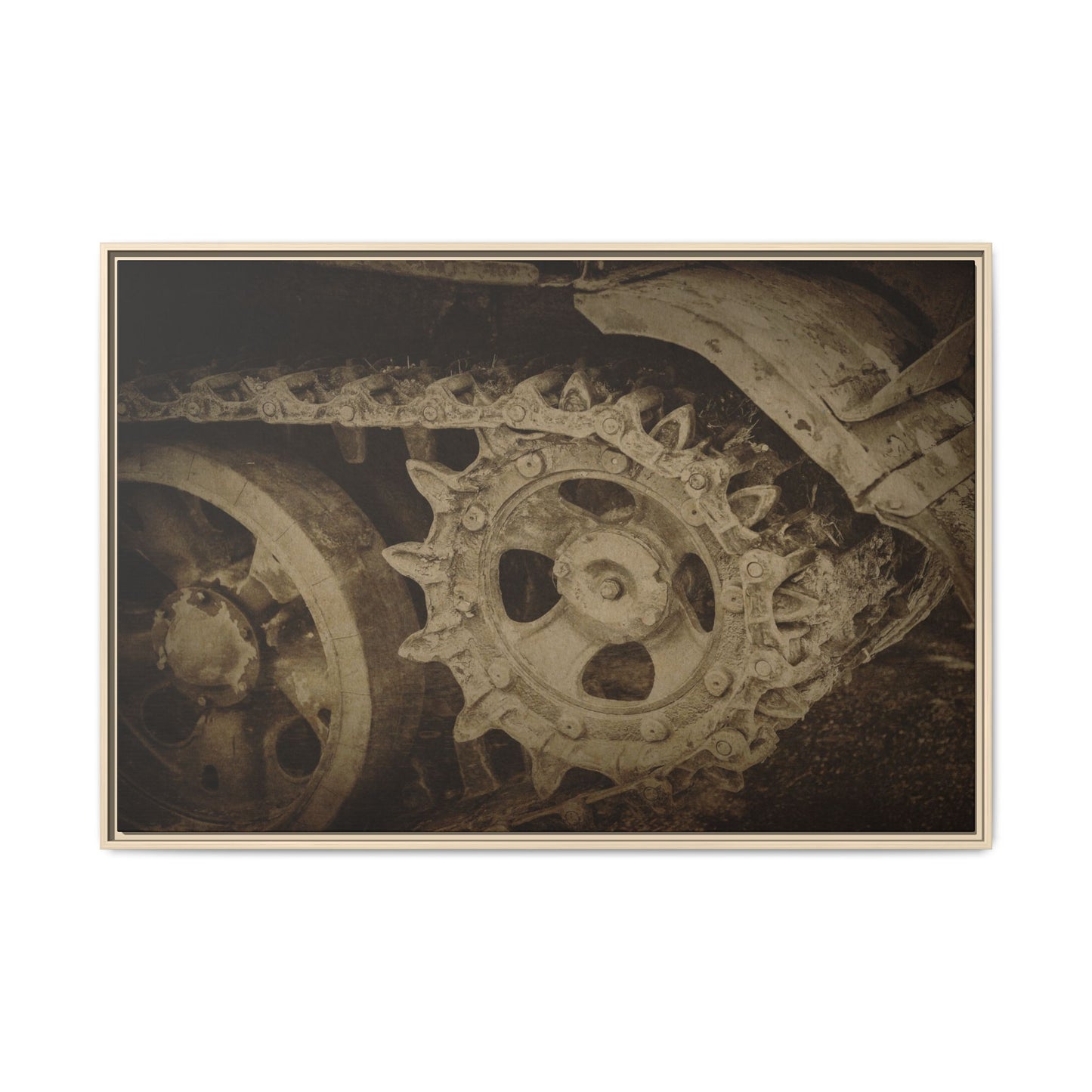 Treaded Tracks Close Up | Framed Wall Art on Stretched Canvas