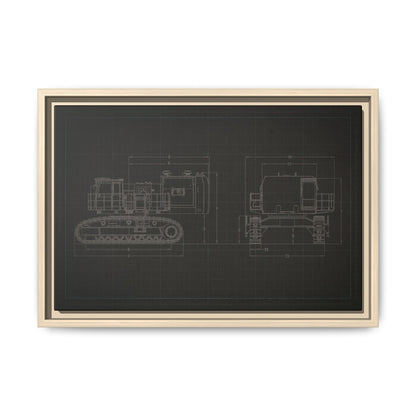 601 Excavator Drawing, Framed Wall Art on Canvas