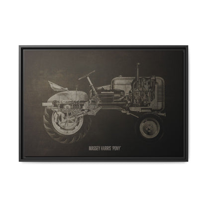 Vintage Massey Harris Pony Cutaway Drawing | Framed Wall Art on Stretched Canvas | Industrial Artwork