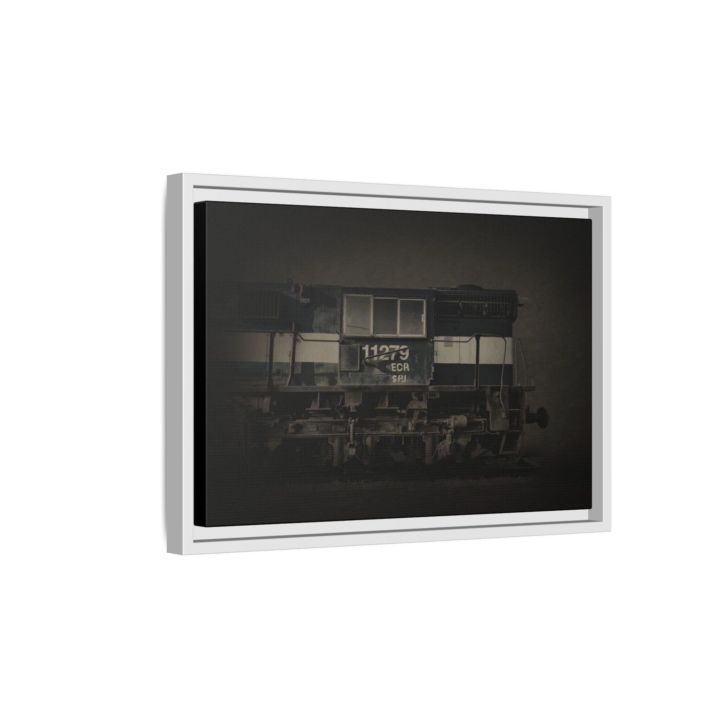 Vintage Diesel Locomotive Engine Matte Canvas Framed