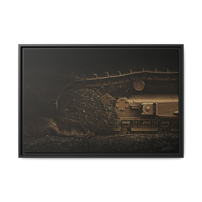 D7E Dozer Undercarriage Action | Framed Wall Art on Stretched Canvas