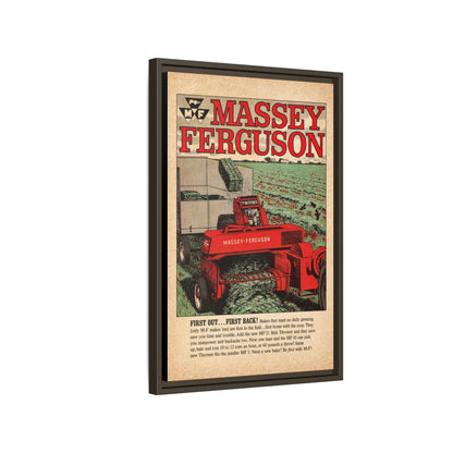 Massey Ferguson Tractor Poster Matte Canvas Framed | Vintage Farm Machinery Print