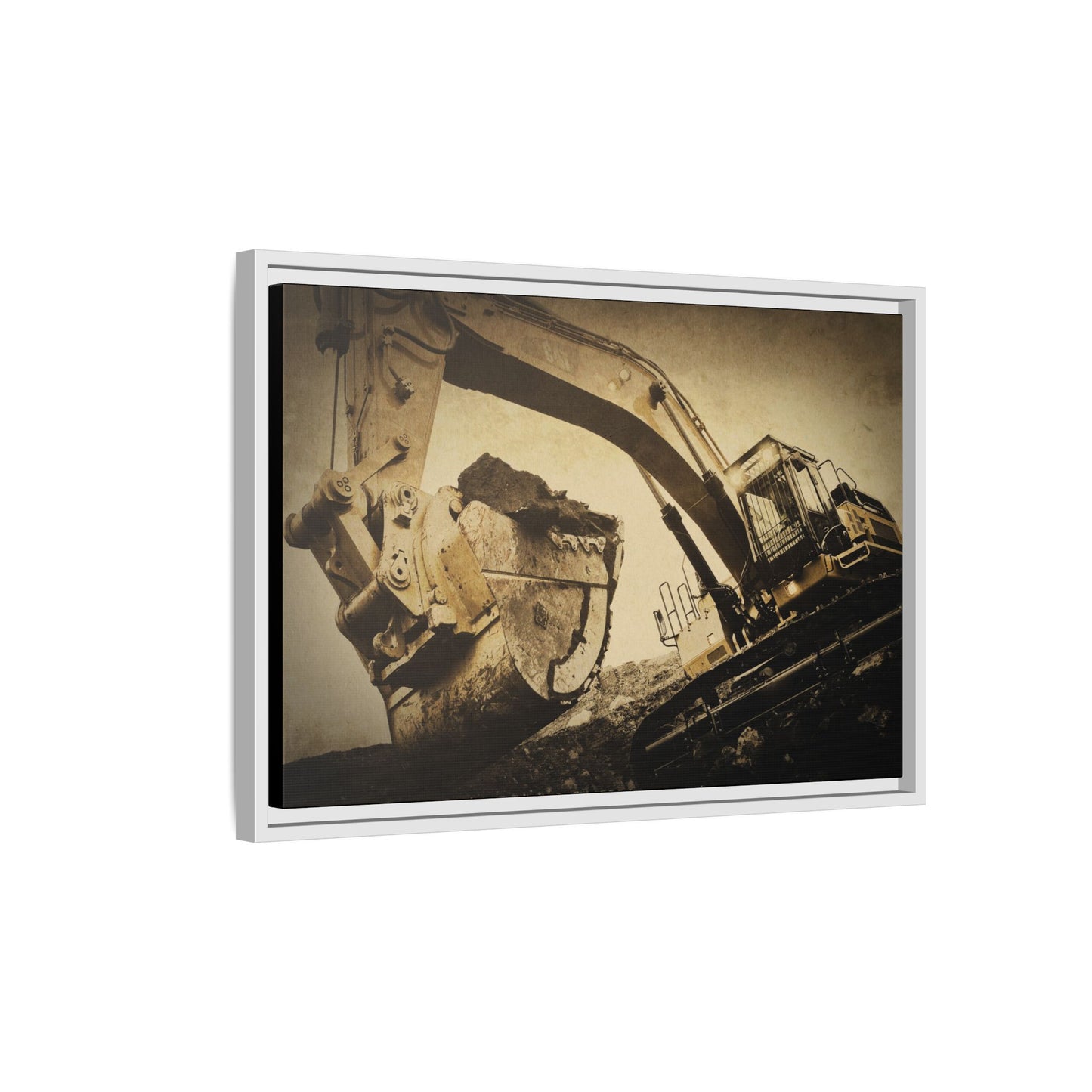 Reaching for Rocks Excavator  | Photo Art on Framed Canvas