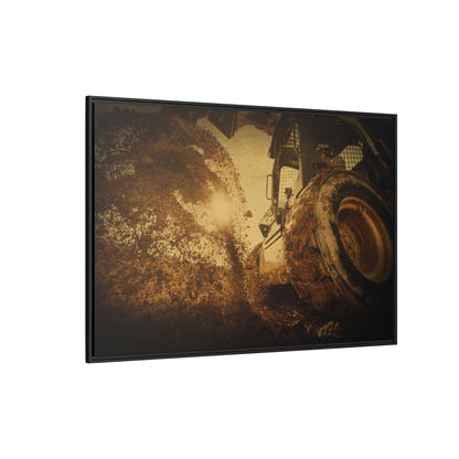 Boring Skid Steer Action | Framed Photo Wall Art on Canvas