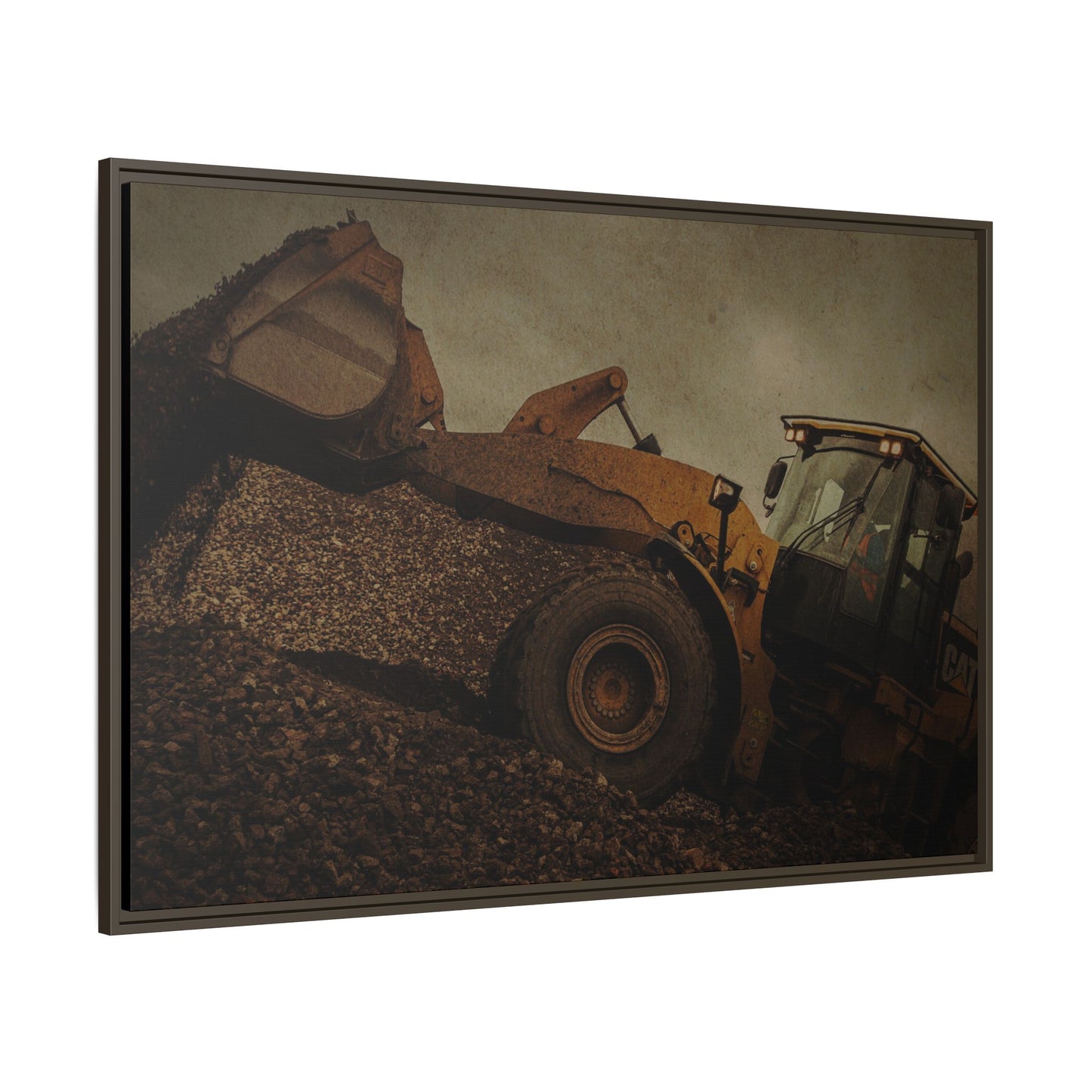 960 Wheel Loader Action| Framed Wall Art on Stretched Canvas