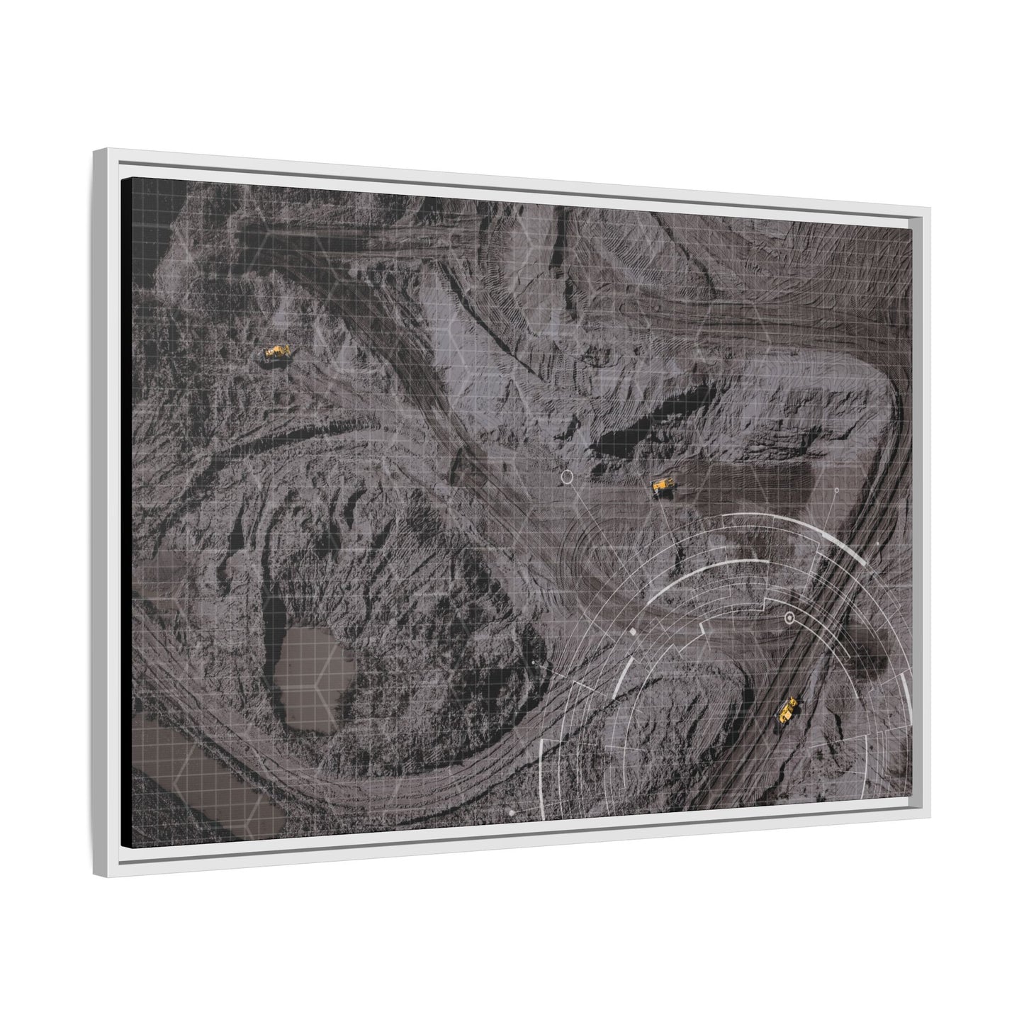 Drone Mining Construction Site - Photo Art Framed on Stretched Canvas