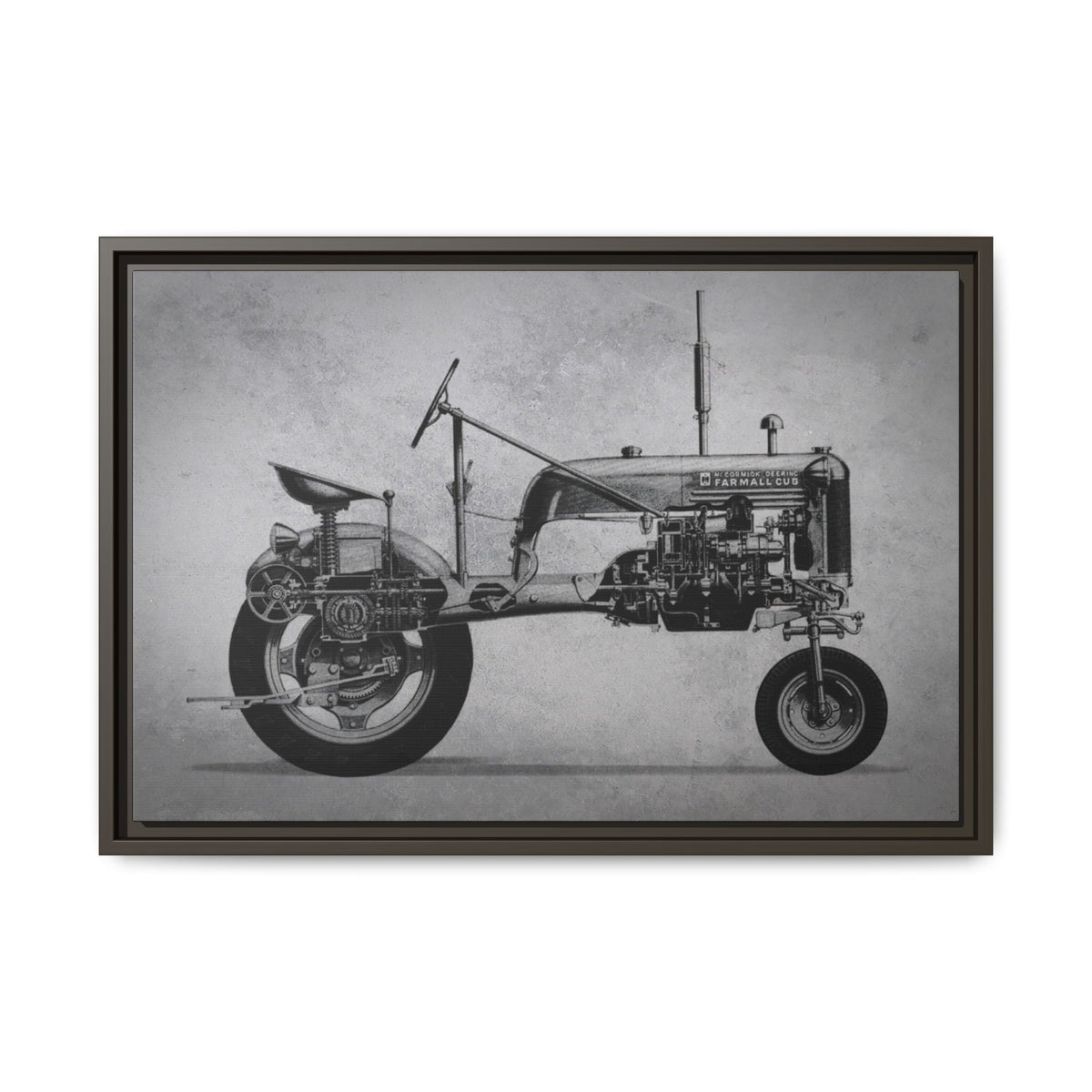 Vintage Farmall Pony Cutaway Drawing | Framed Wall Art on Canvas