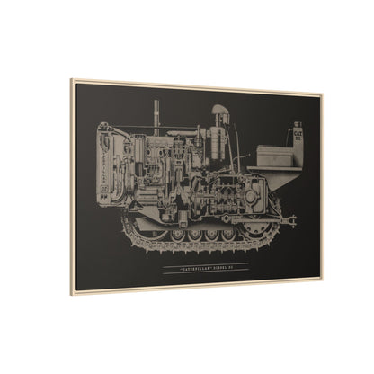 Vintage Caterpillar D2 Cutaway Drawing | Framed Wall Art on Stretched Canvas