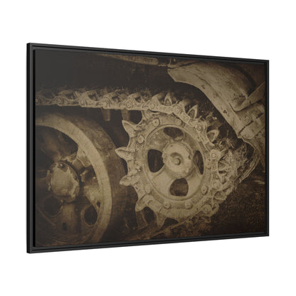 Treaded Tracks Close Up | Framed Wall Art on Stretched Canvas