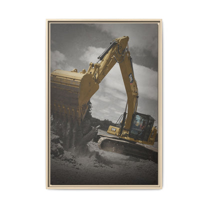 CAT 320 Excavator | Framed Wall Art on Stretched Canvas