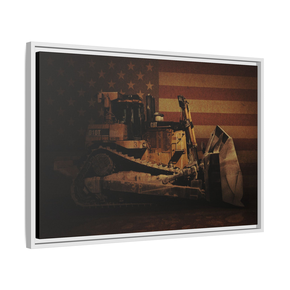 Patriotic D10T Classic Dozer | Framed Wall Art on Stretched Canvas