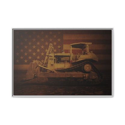 Patriotic D8N Classic Dozer | Framed Wall Art on Stretched Canvas
