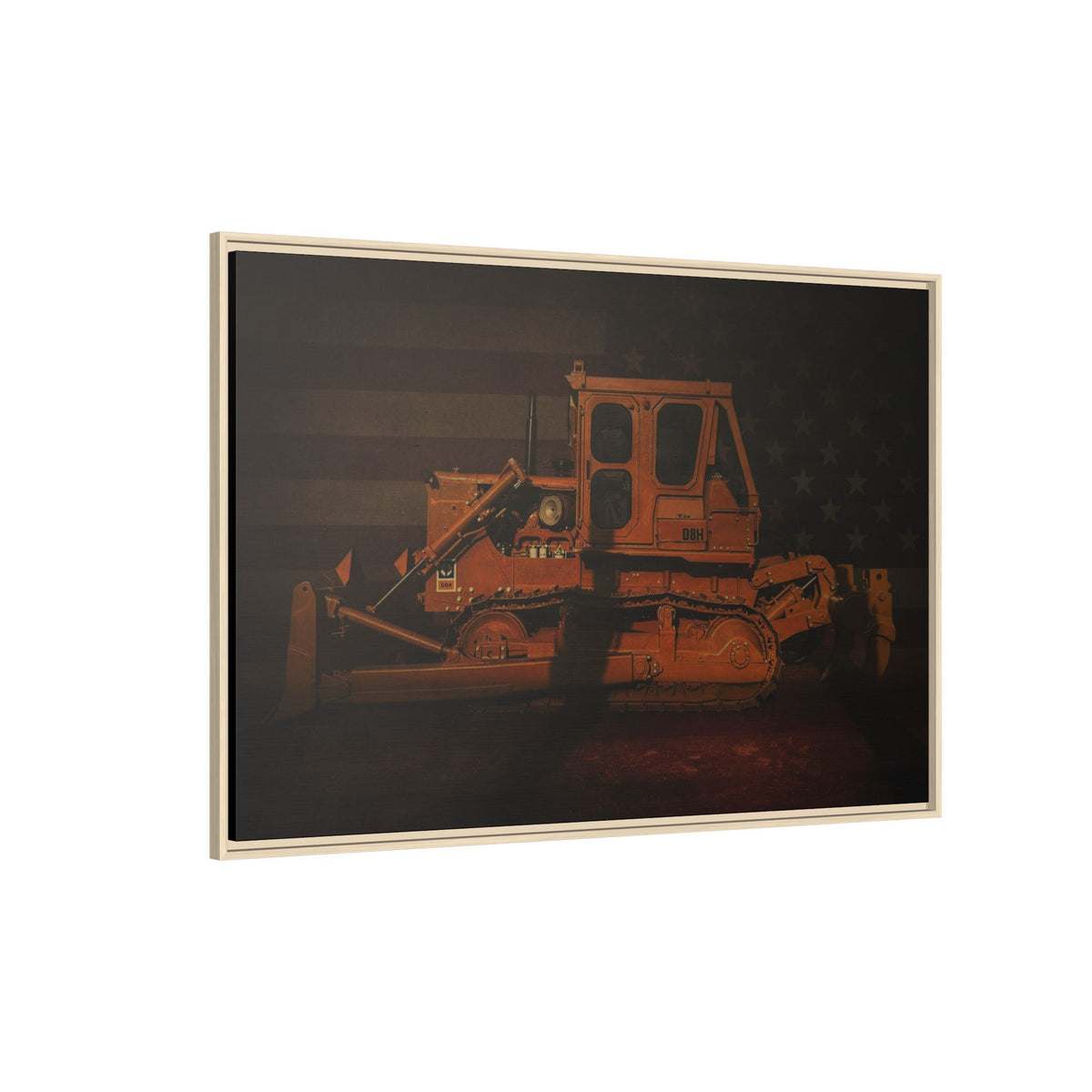 Patriotic D8H Classic Dozer | Framed Wall Art on Stretched Canvas