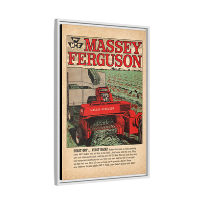 Massey Ferguson Tractor Poster Matte Canvas Framed | Vintage Farm Machinery Print