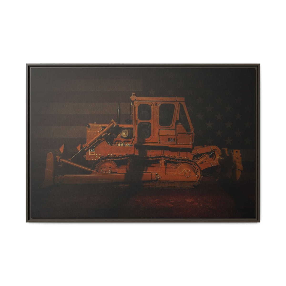 Patriotic D8H Classic Dozer | Framed Wall Art on Stretched Canvas
