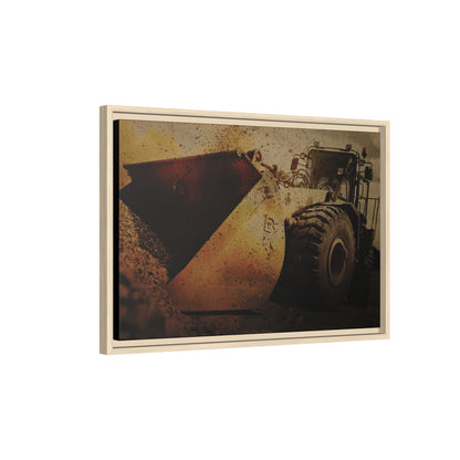 Front Loader Bucket Action | Gold |  Framed Wall art on Stretched Canvas