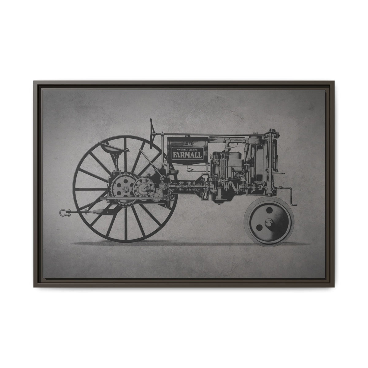 Vintage Farmall F-12 Mechanical Drawing | Light | Framed Wall Art on Canvas