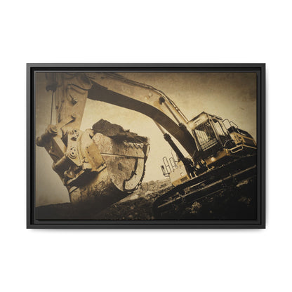 Reaching for Rocks Excavator  | Photo Art on Framed Canvas