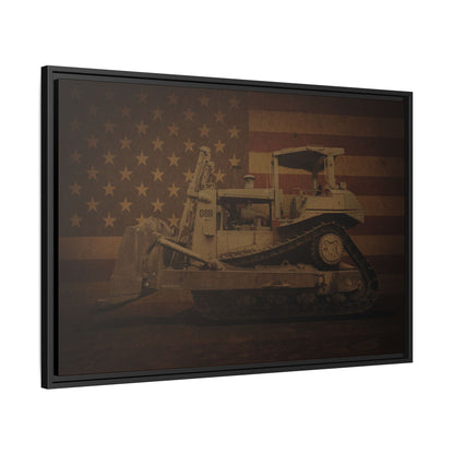 Patriotic D8N Classic Dozer | Framed Wall Art on Stretched Canvas