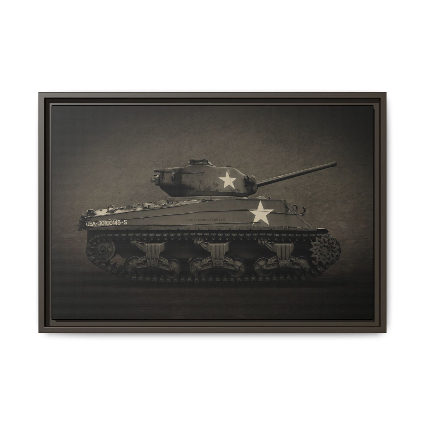 Vintage WWII  Sherman Tank, Double Star, Photo Wall Art on Framed Canvas