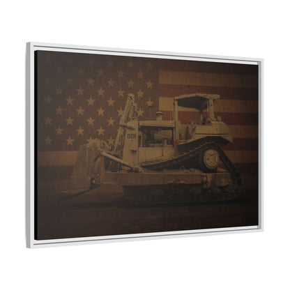 Patriotic D8N Classic Dozer | Framed Wall Art on Stretched Canvas