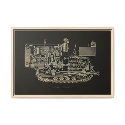 Vintage D4Tractor Crawler Cutaway Drawing | Framed Wall Art on Canvas