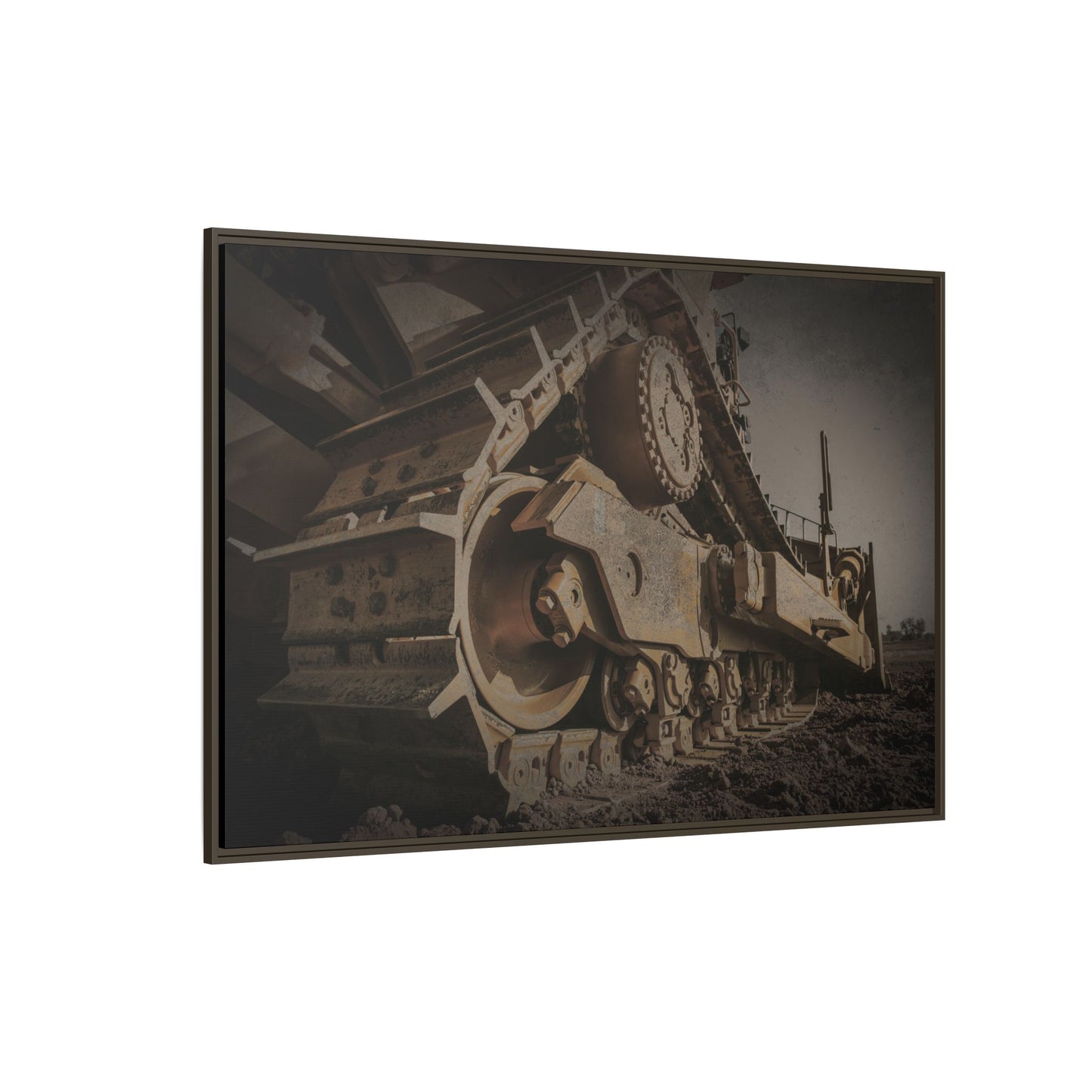 D8 Dramatic Dozer Track | Dark Gray |  Framed Wall art on Stretched Canvas