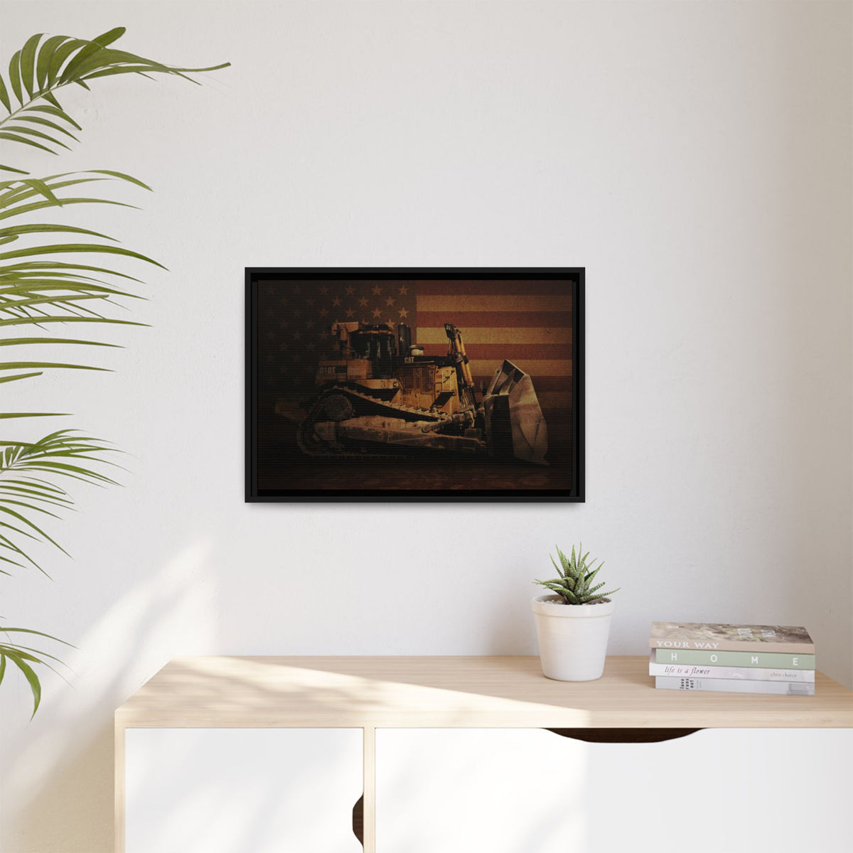 Patriotic D10T Classic Dozer | Framed Wall Art on Stretched Canvas