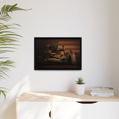 Patriotic D10T Classic Dozer | Framed Wall Art on Stretched Canvas