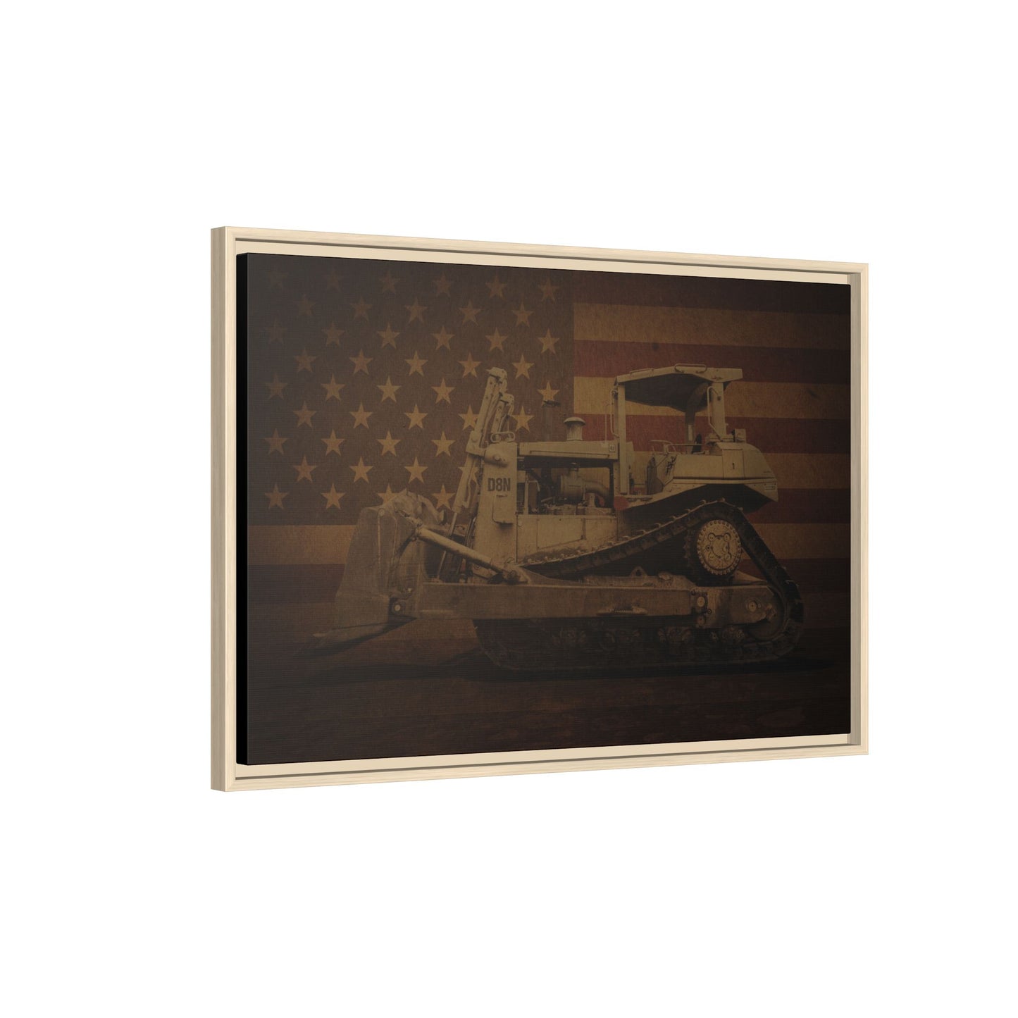 Patriotic D8N Classic Dozer | Framed Wall Art on Stretched Canvas